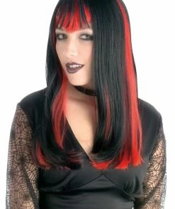Morris Women's Costume Wigs Widow Black Wig W Red