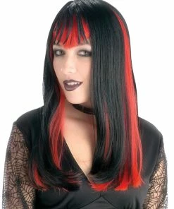 Morris Women's Costume Wigs Widow Black Wig W Red