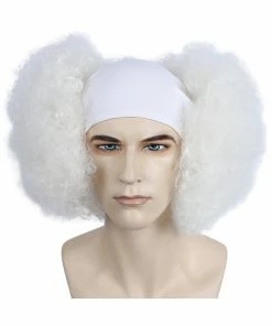 Lacey Costume Bald Curly Clown Deluxe - White Cloth Front 15 Lacey Costume Bald Curly Clown Deluxe - White Cloth Front