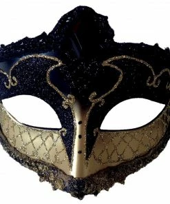 Morris Costume Accessories Mardi Gras Eye Mask Black Gold