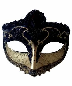 Morris Costume Accessories Mardi Gras Eye Mask Black Gold